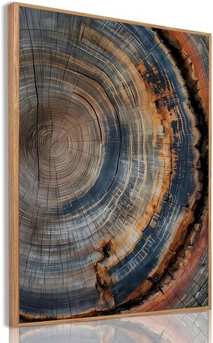 IBHJSART Framed Tree Ring Canvas Wall Art Vintage Colorful Wood Stump Painting Prints Modern Minimalist Pictures Neutral Nature Rustic Farmhouse Decor Living Room Bedroom Bathroom Office in Saudi Arabia