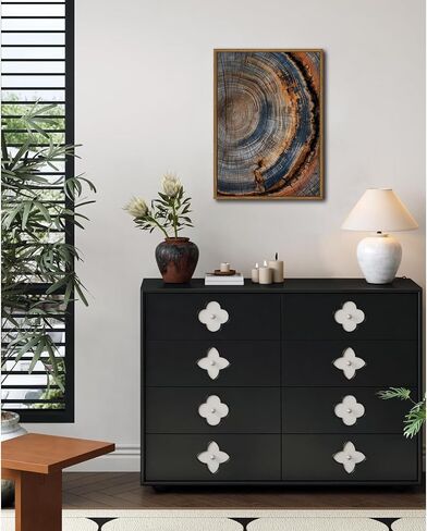 IBHJSART Framed Tree Ring Canvas Wall Art Vintage Colorful Wood Stump Painting Prints Modern Minimalist Pictures Neutral Nature Rustic Farmhouse Decor Living Room Bedroom Bathroom Office in Saudi Arabia