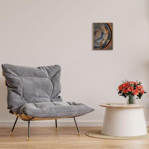 IBHJSART Framed Tree Ring Canvas Wall Art Vintage Colorful Wood Stump Painting Prints Modern Minimalist Pictures Neutral Nature Rustic Farmhouse Decor Living Room Bedroom Bathroom Office in Saudi Arabia