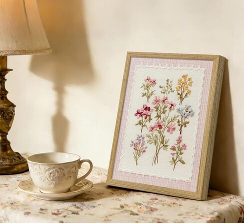 Framed Pink Wildflowers Canvas Wall Art Floral Nursery Painting Picture Wall Decor Boho Minimalist Floral Poster Print Artwork for Girl‘ Room Nursery Bedroom Guest Room Home Decoration,8X10 Inch in Saudi Arabia