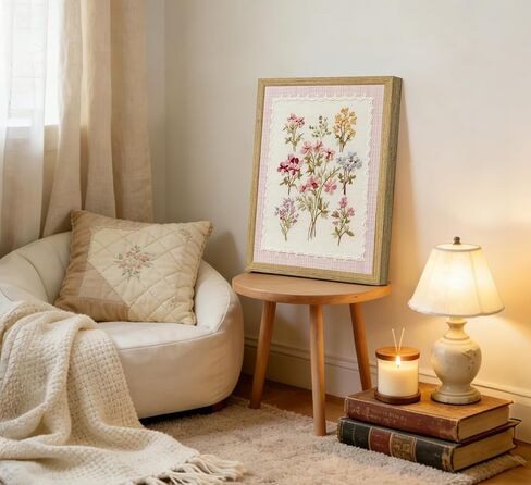 Framed Pink Wildflowers Canvas Wall Art Floral Nursery Painting Picture Wall Decor Boho Minimalist Floral Poster Print Artwork for Girl‘ Room Nursery Bedroom Guest Room Home Decoration,8X10 Inch in Saudi Arabia