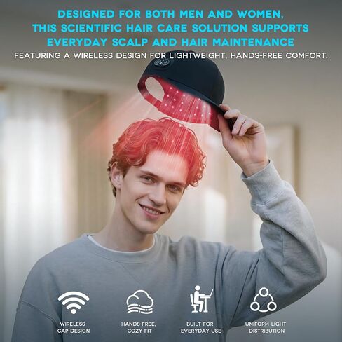 Wireless Rechargeable Red Light Therapy for Hair Growth – FDA Cleared Laser Cap for Hair Regrowth. Treats Hair Loss, Thinning & Alopecia for Men & Women in Saudi Arabia