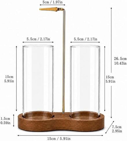2-in-1 Inverted Incense Stick Holder with Ash Catcher - Wooden Upside Down Glass Incense Burner with Storage for Meditation, Yoga, Spa - Mess-Free Set Includes 25 Sticks, Brush & 6 Anti-Slip Pads in Saudi Arabia