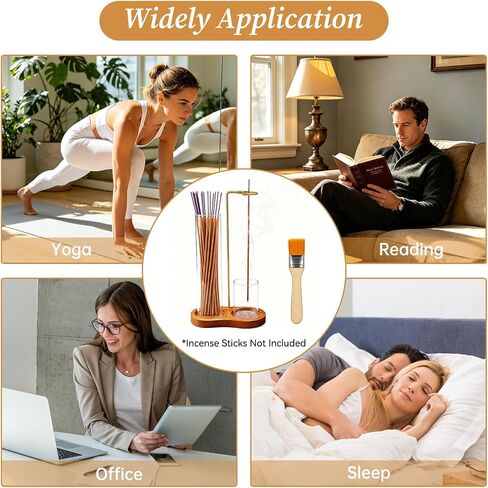 Anti Ash Incense Holder with Glass Ash Catcher, Vertical No Mess Incense Burner for Stick, Wooden Modern Design for Meditation Yoga Home Decor(Incense Sticks Not Included) in Saudi Arabia