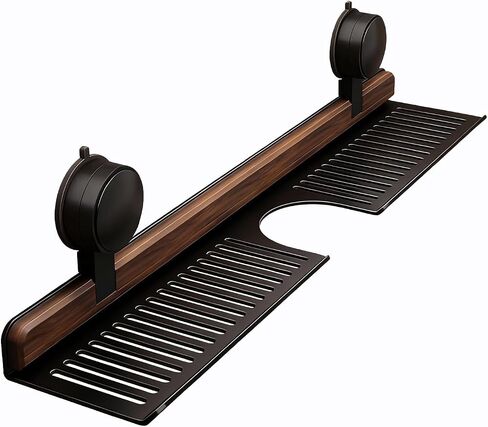 Bathroom Sink Shelf Over Faucet, No Drill Floating Shelf for Bathroom Sink, Under Sink Caddy Organizers for Toothbrush Soap (Black, 20 inch) in Kuwait