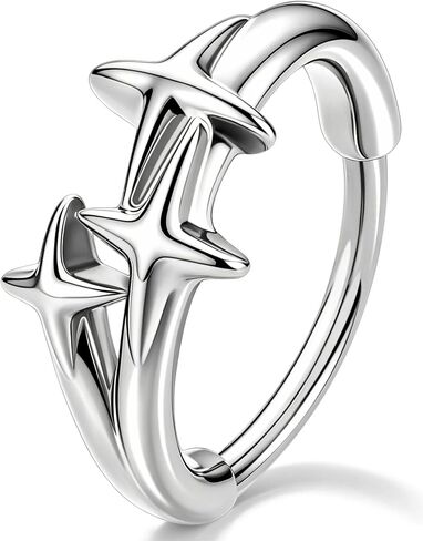 Melighting 20G حلقة أنف ذهبية من الفولاذ المقاوم للصدأ 316L، 8 مم نجمة ثقب الأنف مجوهرات فضية، حلق غضروف لحفلات الشاطئ للارتداء اليومي للنساء in Kuwait