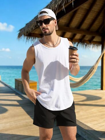 Arcweg Mens Swimming Trunks 2 in 1 with Boxer Liner 5.5" Quick Dry Swimwear Bathing Suit Swim Shorts with Zipper Pockets Black in Saudi Arabia