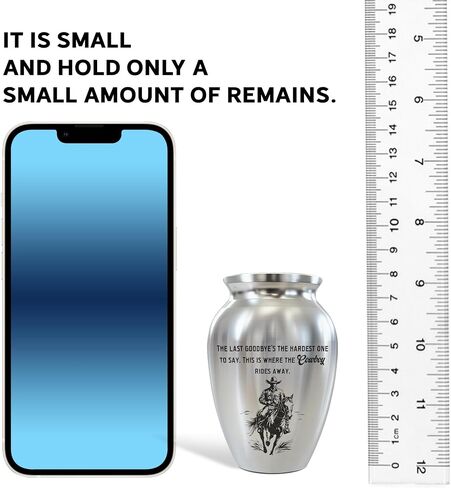 Cowboy Mini Keepsake Urn, Stainless Steel Small Memorial Urn for Human Ashes, Decorative Funeral Urn with Engraved Western Cowboy Boots and Hat with Cross, 2.56" Small Remembrance Vessel in Saudi Arabia
