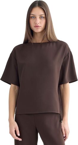 Everlane Women's Drapey Crepe Top | GRS Recycled Polyester Relaxed Blouse with Side Slits in Saudi Arabia