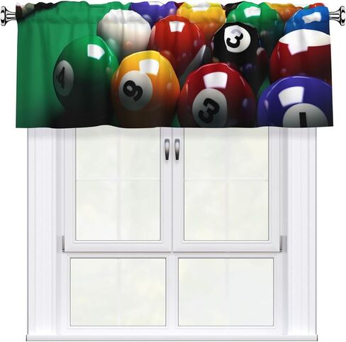Billiards Curtain Valance for Windows, Rod Pocket Drape Valences Window Treatments 1 Panel Blackout Short Curtains for Kitchen Bathroom Bedroom Home Decor 54x18 Inch in Saudi Arabia