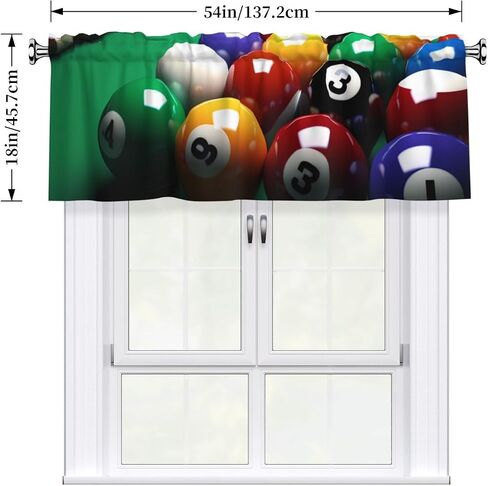 Billiards Curtain Valance for Windows, Rod Pocket Drape Valences Window Treatments 1 Panel Blackout Short Curtains for Kitchen Bathroom Bedroom Home Decor 54x18 Inch in Saudi Arabia