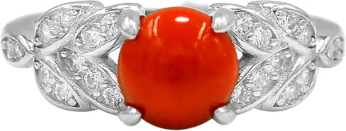 8 MM Natural Coral Ring 925 Sterling Silver May Birthstone Solitaire Ring Red Stone Jewelry Engagement Ring Gift For Girlfriend (RG-7766) in Kuwait