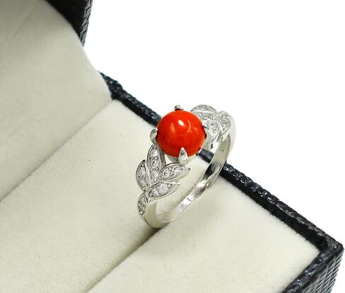 8 MM Natural Coral Ring 925 Sterling Silver May Birthstone Solitaire Ring Red Stone Jewelry Engagement Ring Gift For Girlfriend (RG-7766) in Kuwait