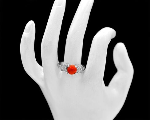 8 MM Natural Coral Ring 925 Sterling Silver May Birthstone Solitaire Ring Red Stone Jewelry Engagement Ring Gift For Girlfriend (RG-7766) in Kuwait