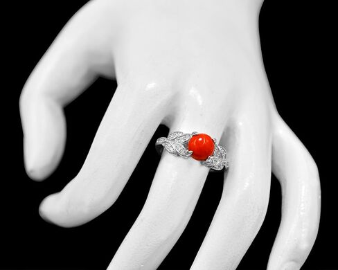 8 MM Natural Coral Ring 925 Sterling Silver May Birthstone Solitaire Ring Red Stone Jewelry Engagement Ring Gift For Girlfriend (RG-7766) in Kuwait