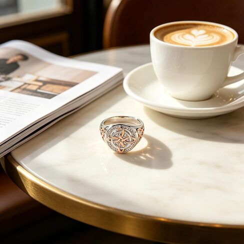 925 Sterling Silver Ring for Women Celtic Knot Design - Rose Gold and White Gold Plated Cubic Zirconia Statement Ring - Jewelry Gift for Her - Size 6-10 in Saudi Arabia
