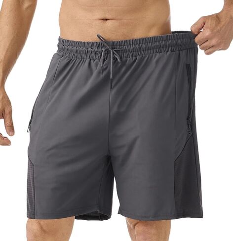 7" Mens Workout Shorts 2 Pack, Quick Dry Athletic Shorts for Men with Zipper Pockets, Running Shorts Gym Basketball in Saudi Arabia