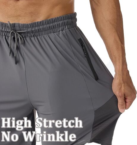 7" Mens Workout Shorts 2 Pack, Quick Dry Athletic Shorts for Men with Zipper Pockets, Running Shorts Gym Basketball in Saudi Arabia