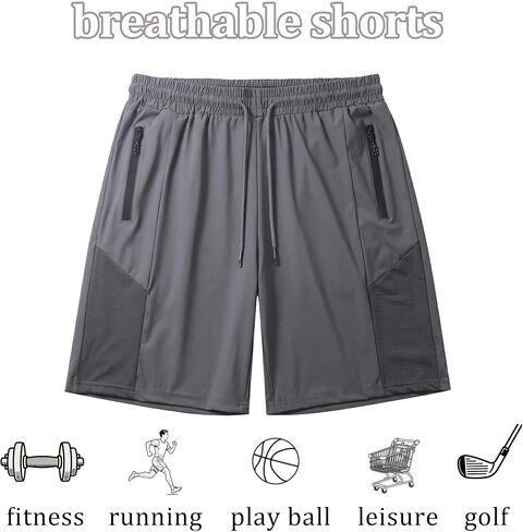 7" Mens Workout Shorts 2 Pack, Quick Dry Athletic Shorts for Men with Zipper Pockets, Running Shorts Gym Basketball in Saudi Arabia