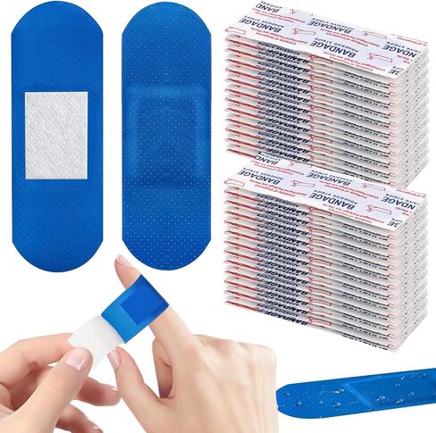 100 PCS Blue Bandages 3" x 1", Metal Detectable Waterproof PE Adhesive Bandages for Food Handling & Kitchen Use, Latex Free, Non Stick Pad, Bulk First Aid Wound Care (100) in Saudi Arabia