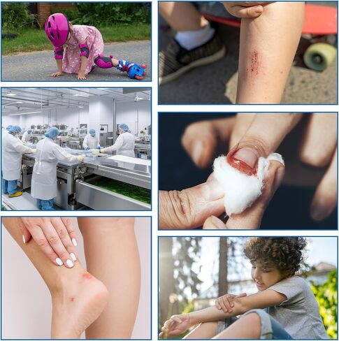 100 PCS Blue Bandages 3" x 1", Metal Detectable Waterproof PE Adhesive Bandages for Food Handling & Kitchen Use, Latex Free, Non Stick Pad, Bulk First Aid Wound Care (100) in Saudi Arabia