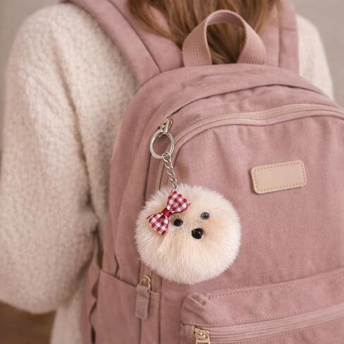 2 Pcs Pom Pom Pomeranian Fluffy Keychain for Women & Teens | Cute Plush, For Keys Purses Backpacks, Soft Faux Fur Ball, Gift Accessory for Dog Lovers in Saudi Arabia