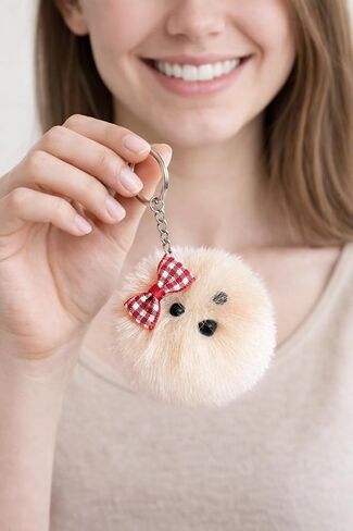 2 Pcs Pom Pom Pomeranian Fluffy Keychain for Women & Teens | Cute Plush, For Keys Purses Backpacks, Soft Faux Fur Ball, Gift Accessory for Dog Lovers in Saudi Arabia