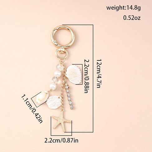 Cute Pearl Bag Charms for Handbags, Sweet Starfish Shell Keychain Purse Charms for Women in Saudi Arabia