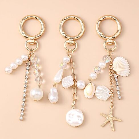 Cute Pearl Bag Charms for Handbags, Sweet Starfish Shell Keychain Purse Charms for Women in Saudi Arabia