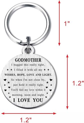 Emideary Godmother Gifts - Godmother Keychain from Godchild - Mothers Day Christmas Gift Key Chain for Godmom in Saudi Arabia