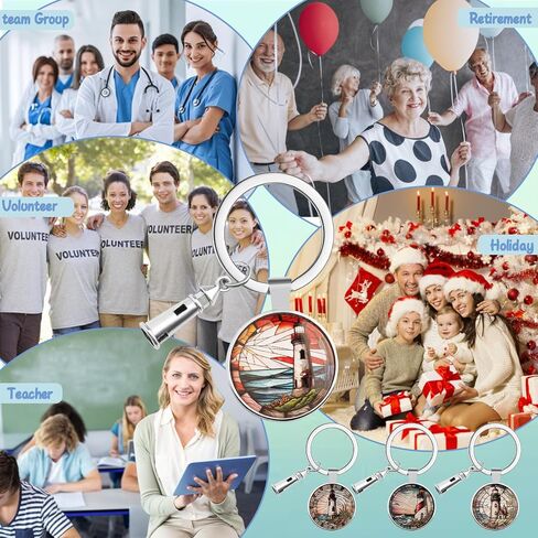 12 Pack 3D Glass Lighthouse Keychain, Funny Keychain for Woman, Car Key Ring Pendant Key Chains for Mom Mother's Day, Handbag Bag, Earphone Case Decoration, Purse Accessories with Yarn Bags in Kuwait