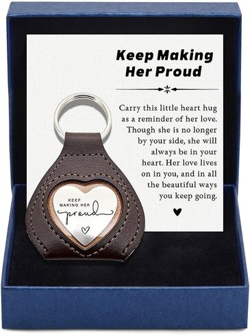 Memorial Sympathy Keepsake Gift for Loss of Mom to Daughter Son, Keep Making Her Proud Remembrance for Loss of Mom, Bereavement Remembrance Keychain for Grieving Family Member, Mother Memorial Gift in Saudi Arabia