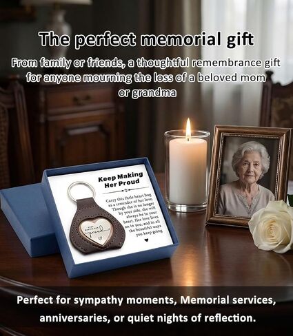 Memorial Sympathy Keepsake Gift for Loss of Mom to Daughter Son, Keep Making Her Proud Remembrance for Loss of Mom, Bereavement Remembrance Keychain for Grieving Family Member, Mother Memorial Gift in Saudi Arabia