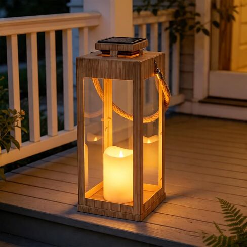 Solar Lantern, 13" High Solar Metal Decorative Lanterns with LED Flickering Flameless Candle Outdoor Waterproof Garden Hanging Lanterns Lights for Patio Table, Front Porch Party Wedding Decoration in Saudi Arabia