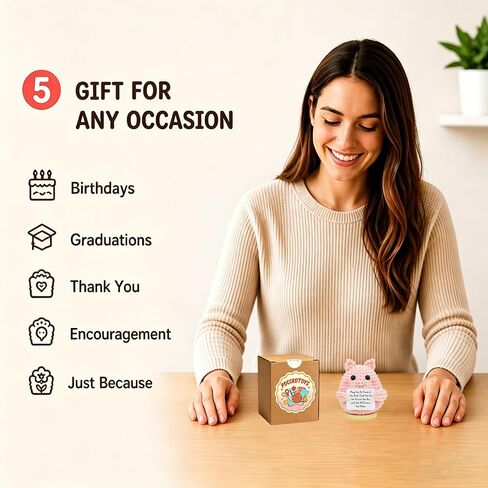 Positive Crochet Pig Animals with 30 Swappable Affirmation Cards Fathers Day Teacher Coworkers Appreciation Gifts - Handmade Birthday Gifts for Women Men Her Him Mom Dad Cute Decor in Saudi Arabia