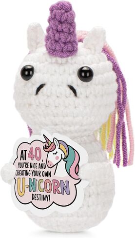 Positive Crochet Unicon Animals 40th 50th 60th Birthday Gifts for Women Friends Coworkers Handmade Emotional Doll (40th) in Saudi Arabia