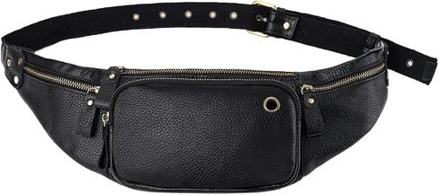 Genuine Leather Mens Waist Bag Multifunction Fashion Outdoor Sports Travel Cell Phone Credit Cards Belt Bag BROWN (BROWN) in Saudi Arabia