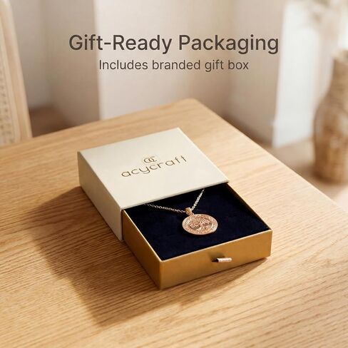 Tree of Life Pure Copper Pendant Necklace, Engraved Round Medallion (1.2"), 20.5" Stainless Steel Chain, Gift-Boxed | Aspendos in Saudi Arabia