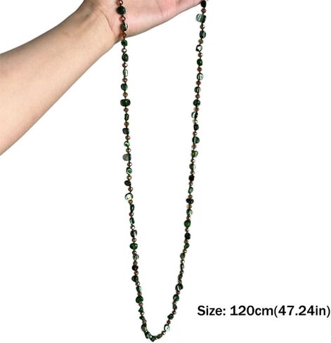 Antique Bohemian Beaded Double Layer Necklace - Vintage Style 120cm Long Pendant for Women,Natural Statement Jewelry in Kuwait