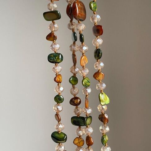 Antique Bohemian Beaded Double Layer Necklace - Vintage Style 120cm Long Pendant for Women,Natural Statement Jewelry in Kuwait