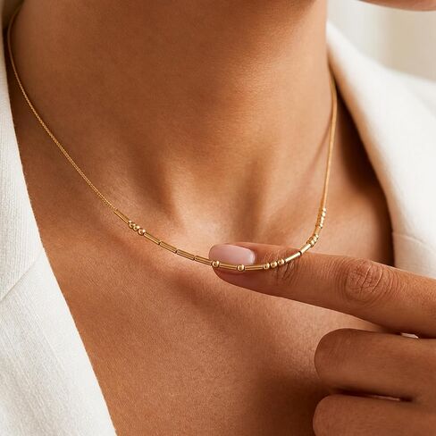 Personalized Morse Code Name Necklaces for Women | 925 Sterling Silver Hidden Secret Message | Mama Necklace for Women | Morse Code Jewelry in Kuwait