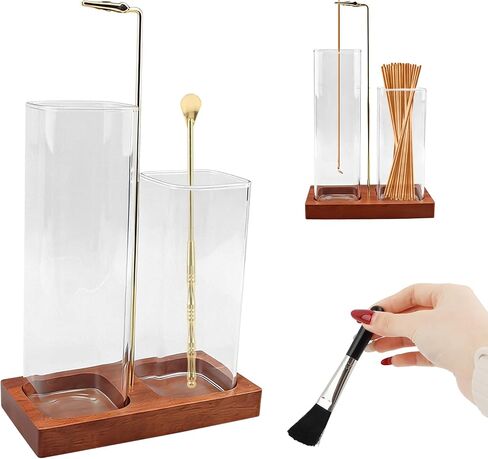 2 in 1 Incense Holder for Sticks, Incense Burne with Glass Ash Catcher and Incense-Sticks Organizer, Vertical Inscents-Sticks Holder for Yoga Spa Meditation Home Decor(Color:Transparent) in Saudi Arabia