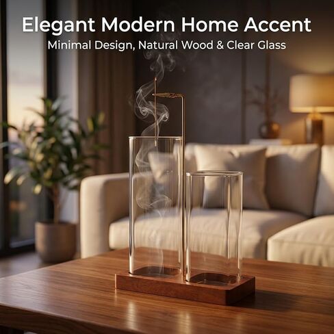 2 in 1 Incense Holder for Sticks, Incense Burne with Glass Ash Catcher and Incense-Sticks Organizer, Vertical Inscents-Sticks Holder for Yoga Spa Meditation Home Decor(Color:Transparent) in Saudi Arabia