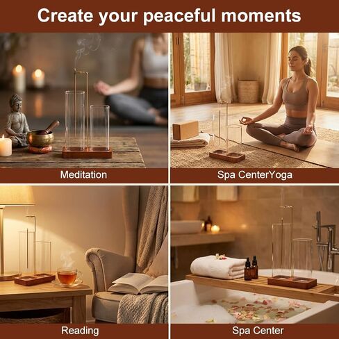 2 in 1 Incense Holder for Sticks, Incense Burne with Glass Ash Catcher and Incense-Sticks Organizer, Vertical Inscents-Sticks Holder for Yoga Spa Meditation Home Decor(Color:Transparent) in Saudi Arabia