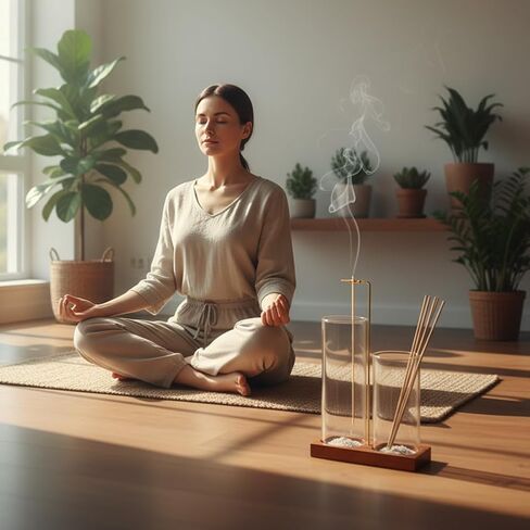 2 in 1 Incense Holder for Sticks, Incense Burne with Glass Ash Catcher and Incense-Sticks Organizer, Vertical Inscents-Sticks Holder for Yoga Spa Meditation Home Decor(Color:Transparent) in Saudi Arabia