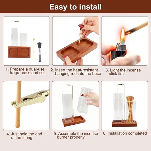 2 in 1 Incense Holder for Sticks, Incense Burne with Glass Ash Catcher and Incense-Sticks Organizer, Vertical Inscents-Sticks Holder for Yoga Spa Meditation Home Decor(Color:Transparent) in Saudi Arabia
