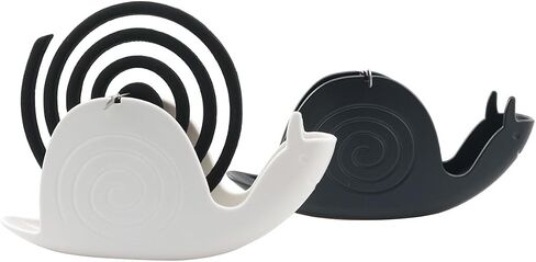 2PCS Creative Snail Shaped Mosquito Coil Holder 18x7.5x3.2cm Black/White Sandalwood Incense Burner ABS Flame Retardant Material Decorative Desktop Design in Kuwait