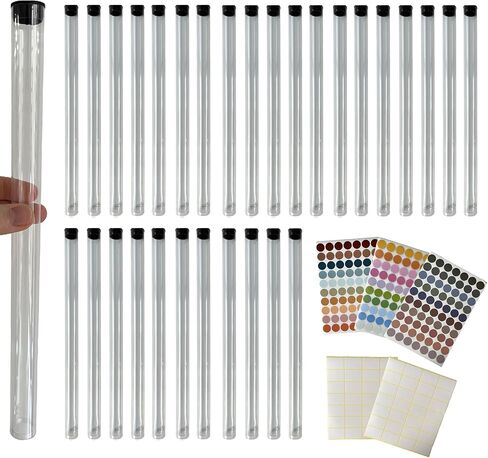30 Pcs 11 Inch Clear Plastic Tube, Storage Tube with Black Lid for Incense Sticks Beads with 5 Pcs Stickers in Saudi Arabia
