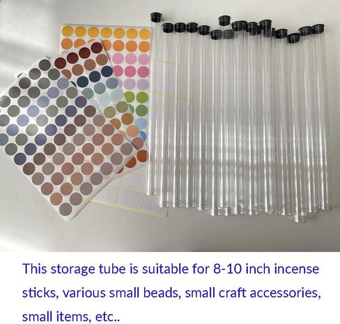 30 Pcs 11 Inch Clear Plastic Tube, Storage Tube with Black Lid for Incense Sticks Beads with 5 Pcs Stickers in Saudi Arabia