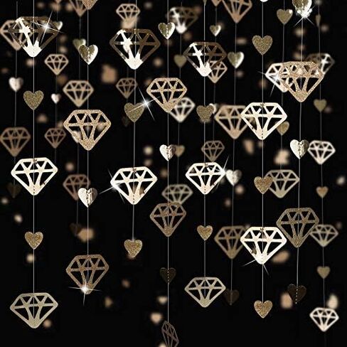 40Ft Champagne Gold Heart Banner Double Sided Paper Garland Heart Hanging Streamer for Wedding Birthday Anniversary Bachelorette Engagement Bridal Baby Shower Valentines Hen Christmas Party Decoration in Kuwait